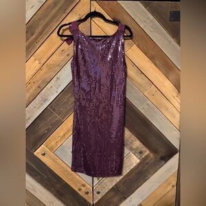 Christy McMaster Plum Sequin Mini Dress Sz 6